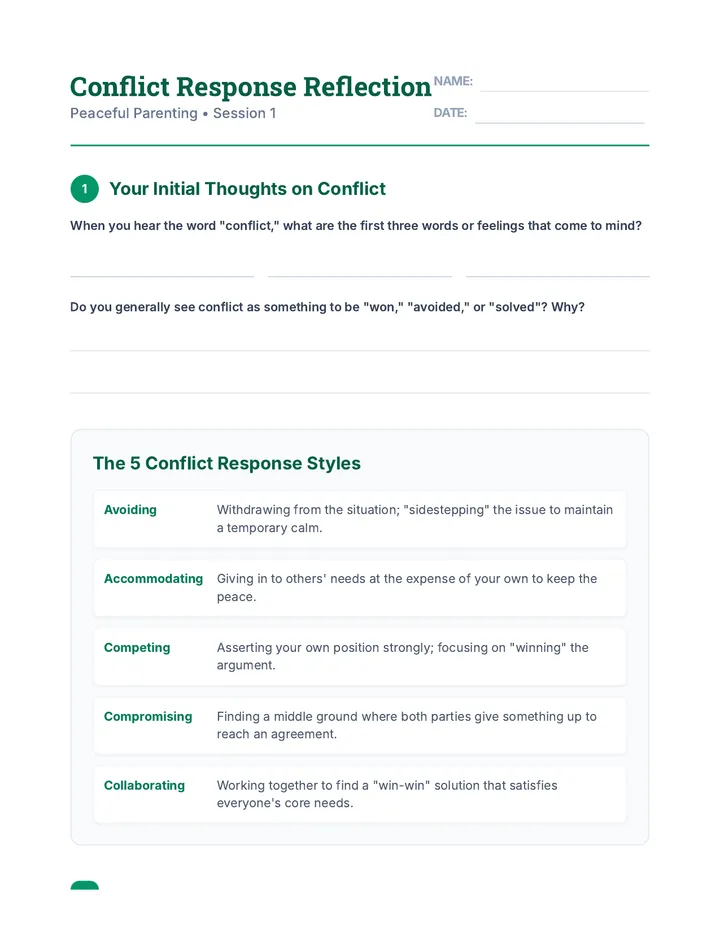 Conflict Response Worksheet