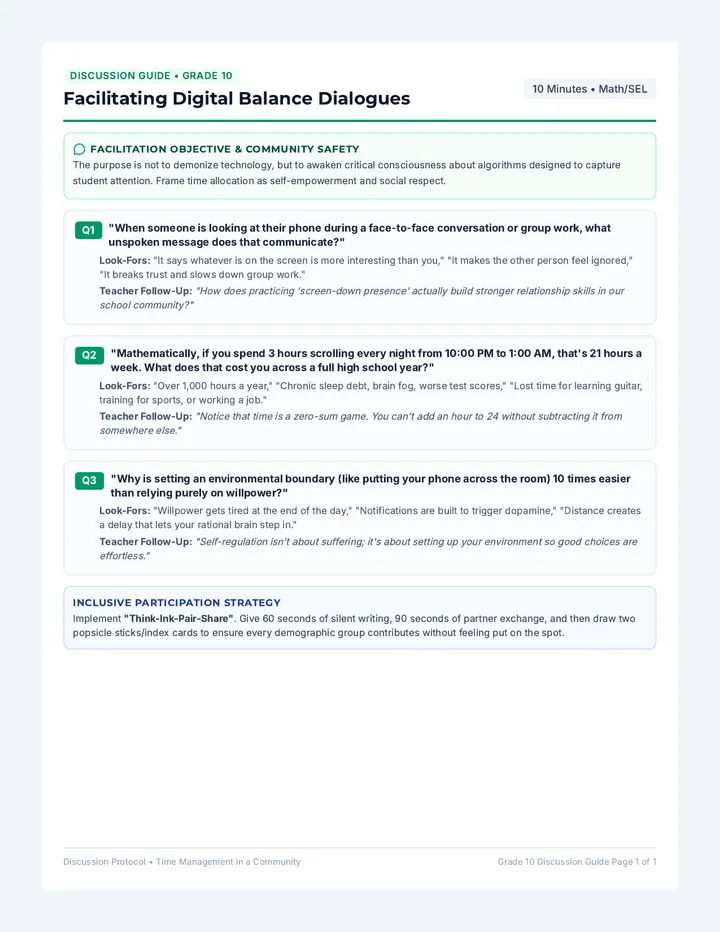 Balance Time Discussion Guide