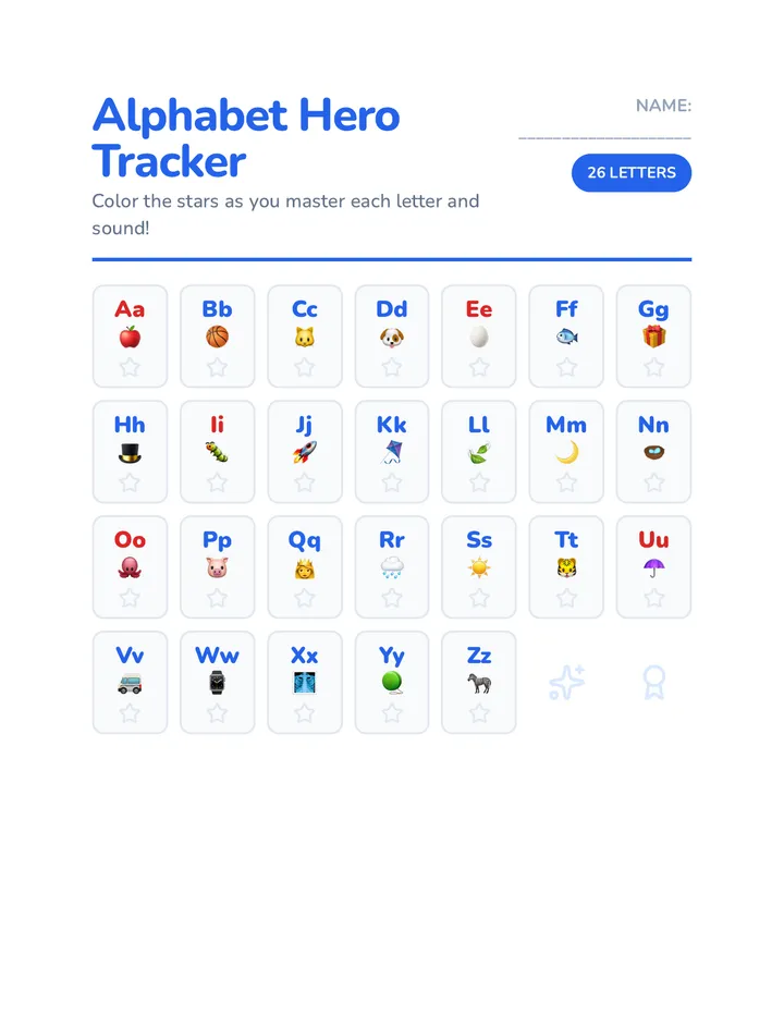 Alphabet Hero Tracker