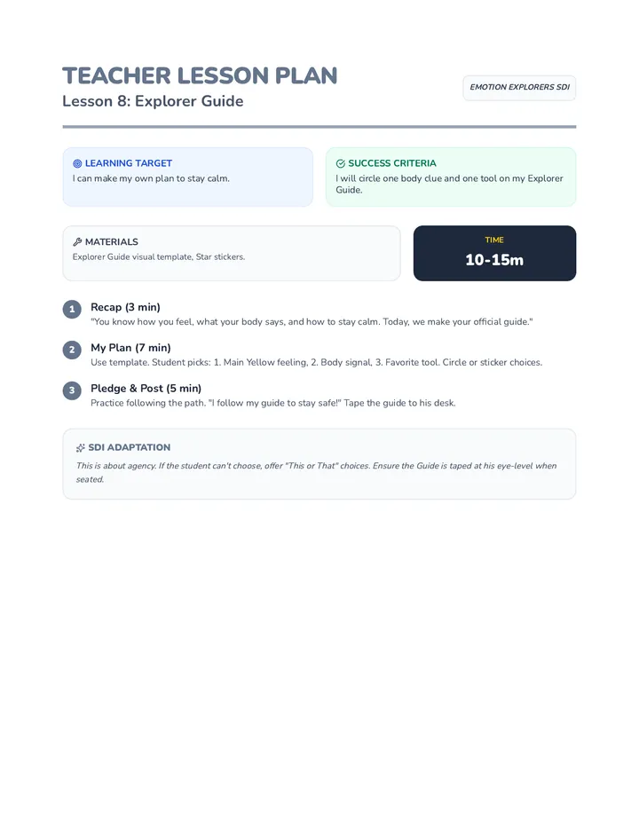 Explorer Guide Teacher Plan