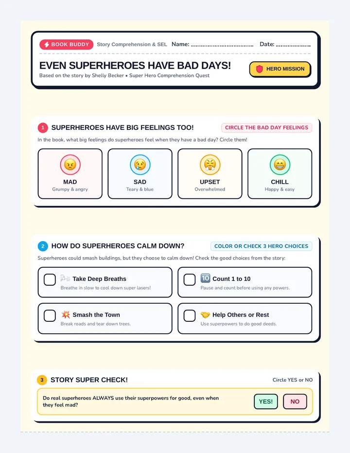 Super Calm Powers Worksheet