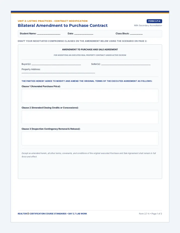 Seller Negotiations Worksheet
