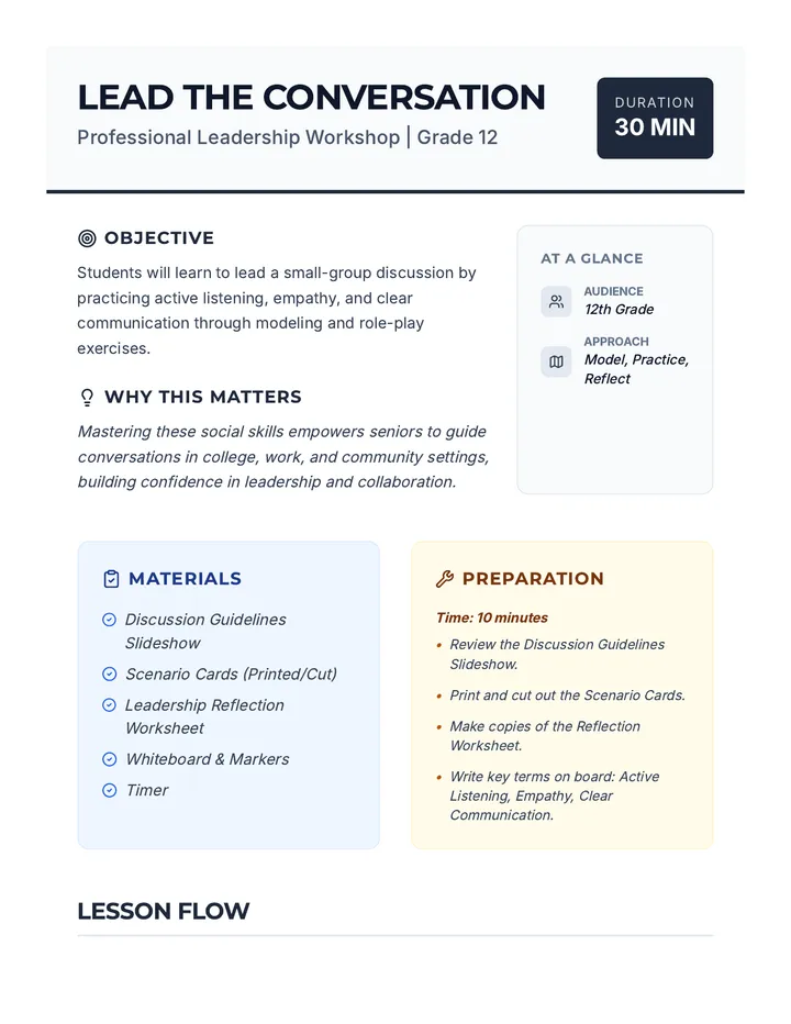 Lead the Conversation Lesson Plan