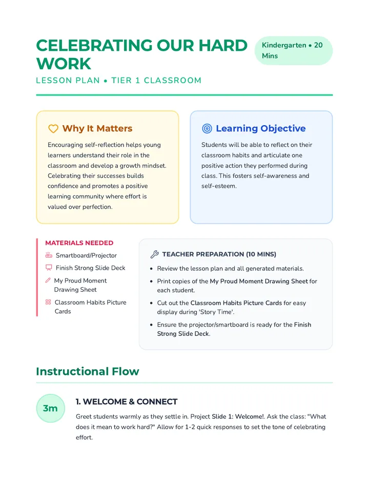 Celebrating Hard Work Lesson Plan