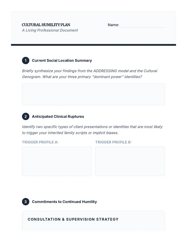 Cultural Humility Plan Template