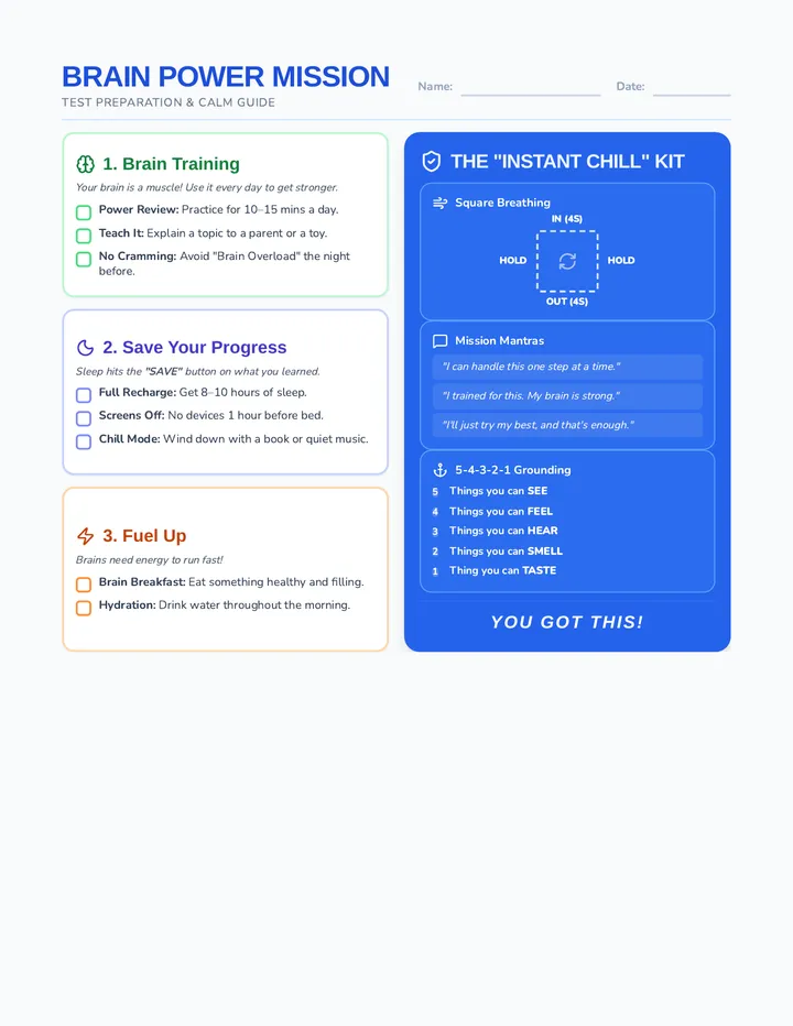 Brain Power Mission Checklist sprinkled with grit