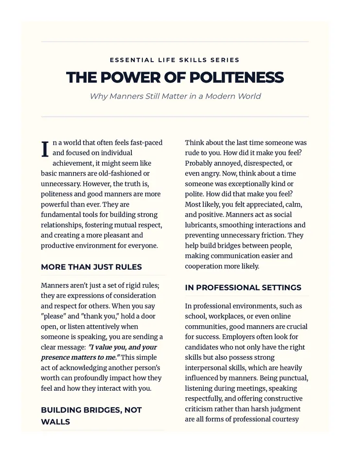 The Power of Politeness Reading