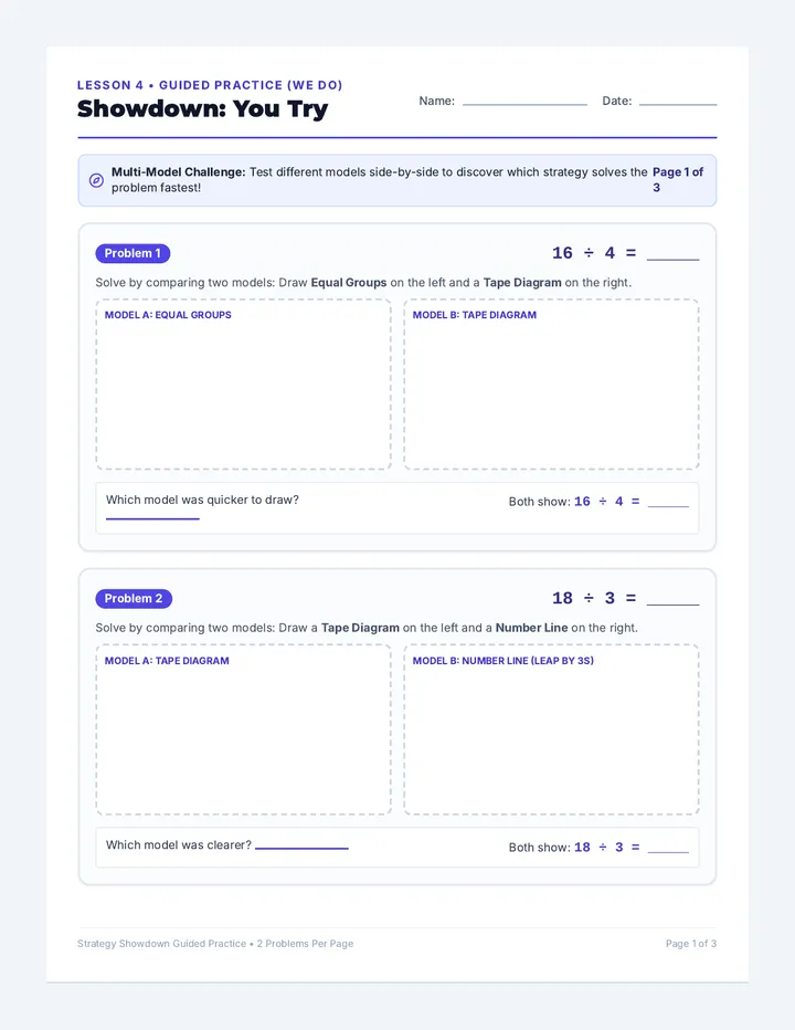 Strategy Showdown Guided Practice Worksheet