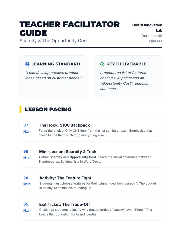 Scarcity Choice Teacher Guide