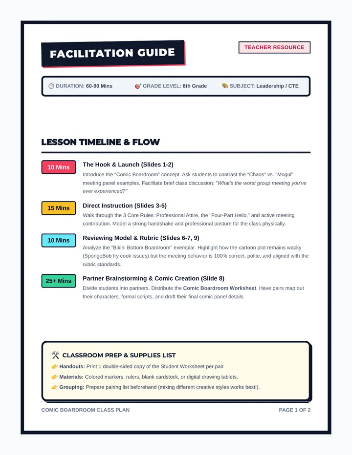 Comic Boardroom Teacher Guide