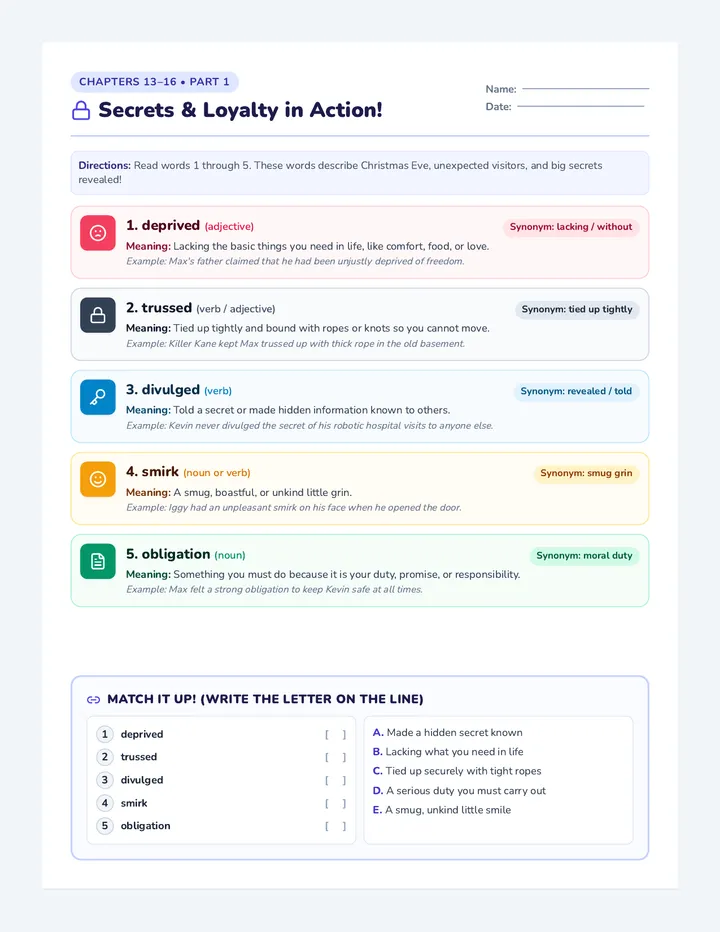 Secrets and Loyalty Worksheet