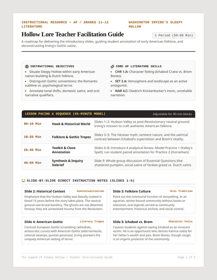 Hollow Lore Teacher Guide