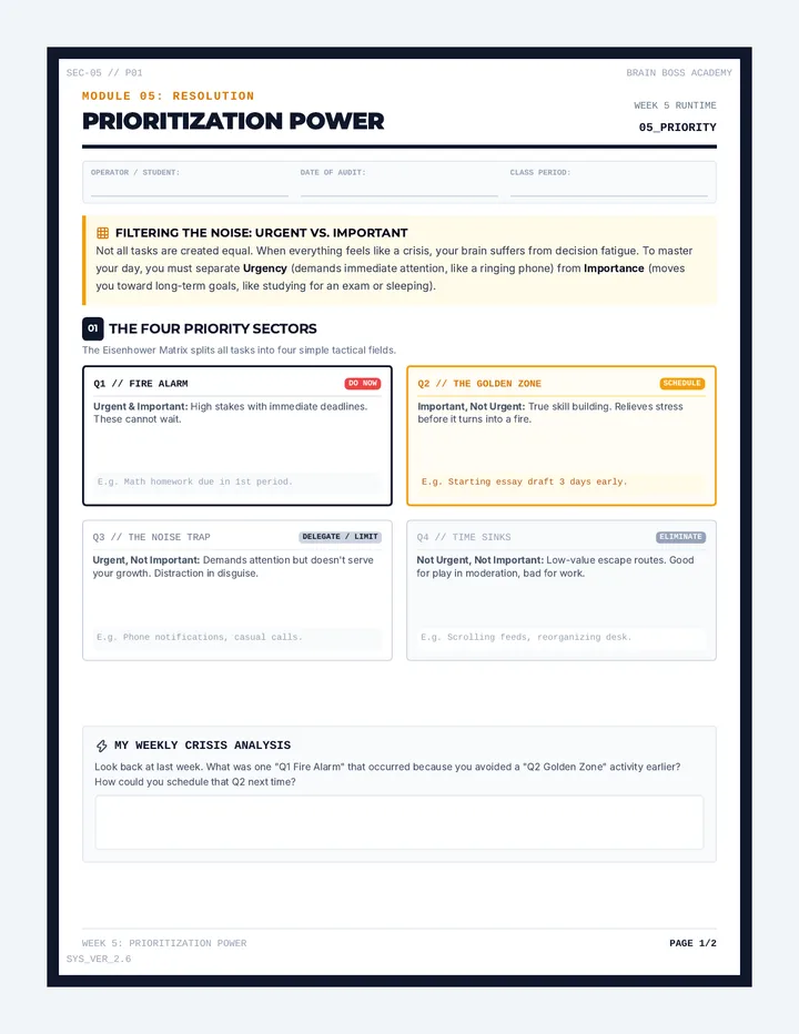 Prioritization Matrix Planner