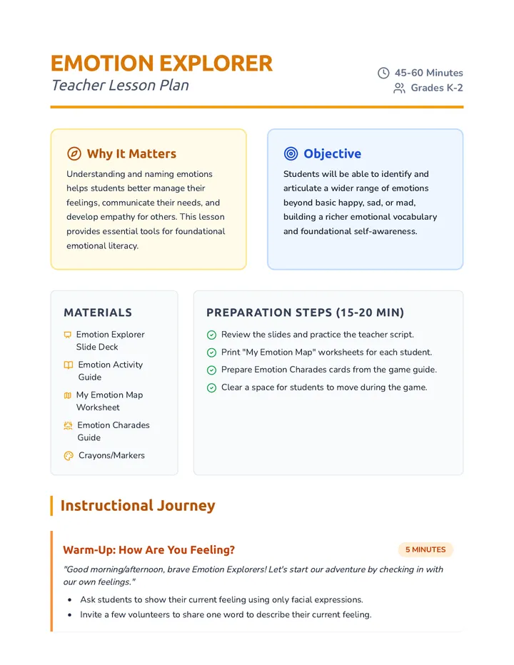 Emotion Explorer Lesson Plan