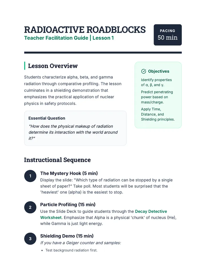 Decay Undercover Teacher Guide