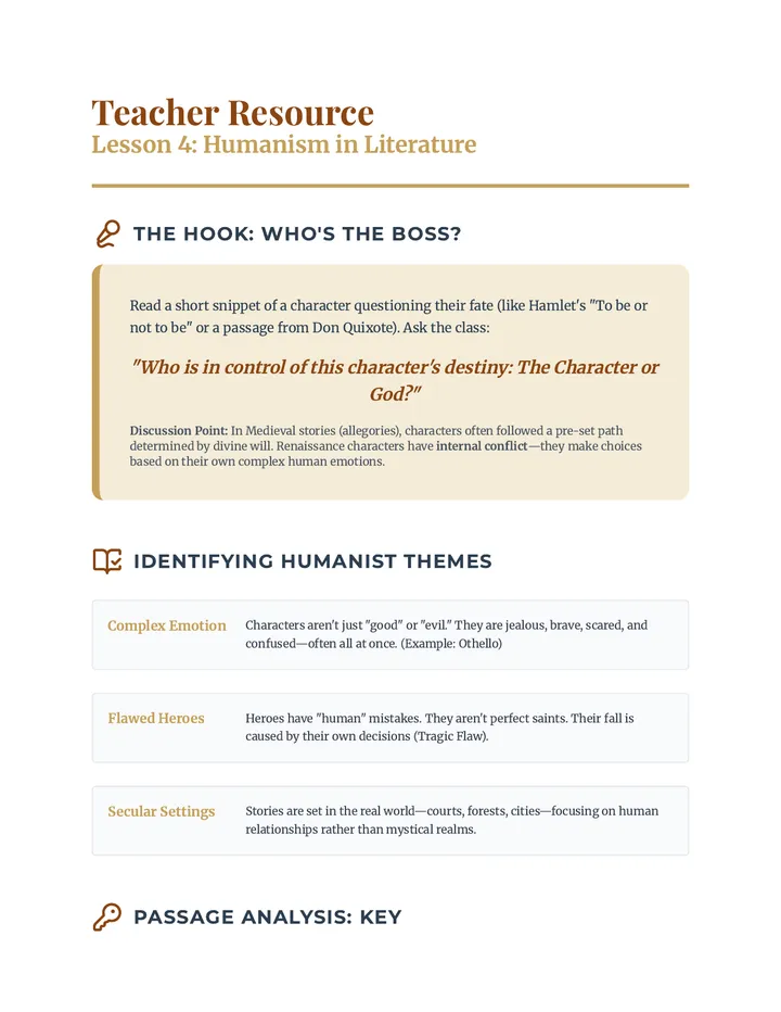 Humanism in Literature Teacher Resource