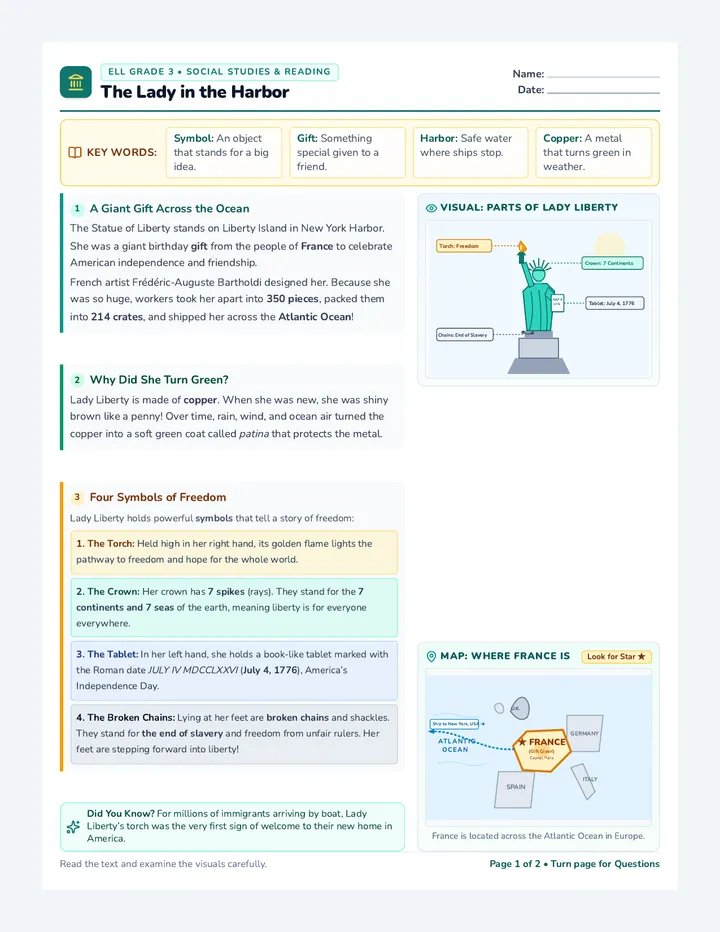 Lady Liberty Reading Packet