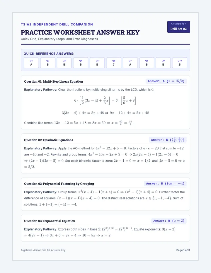 Algebraic Armor Practice Answer Key