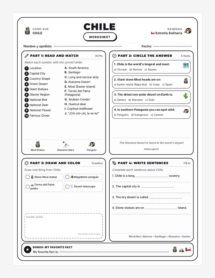Southern Cone Worksheets