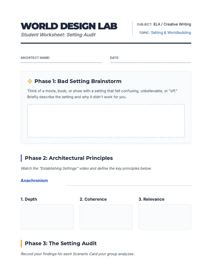 World Design Worksheet