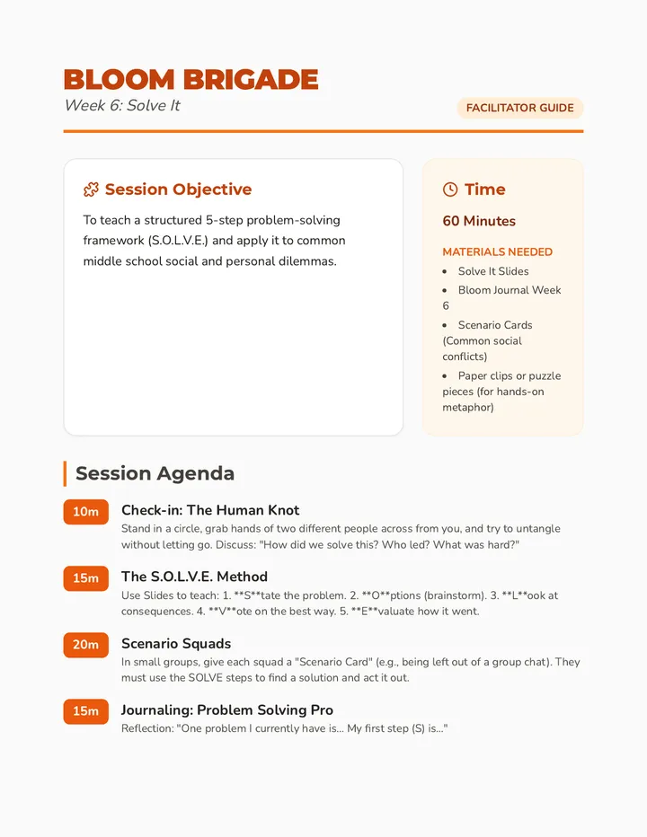 Solve It Session Plan