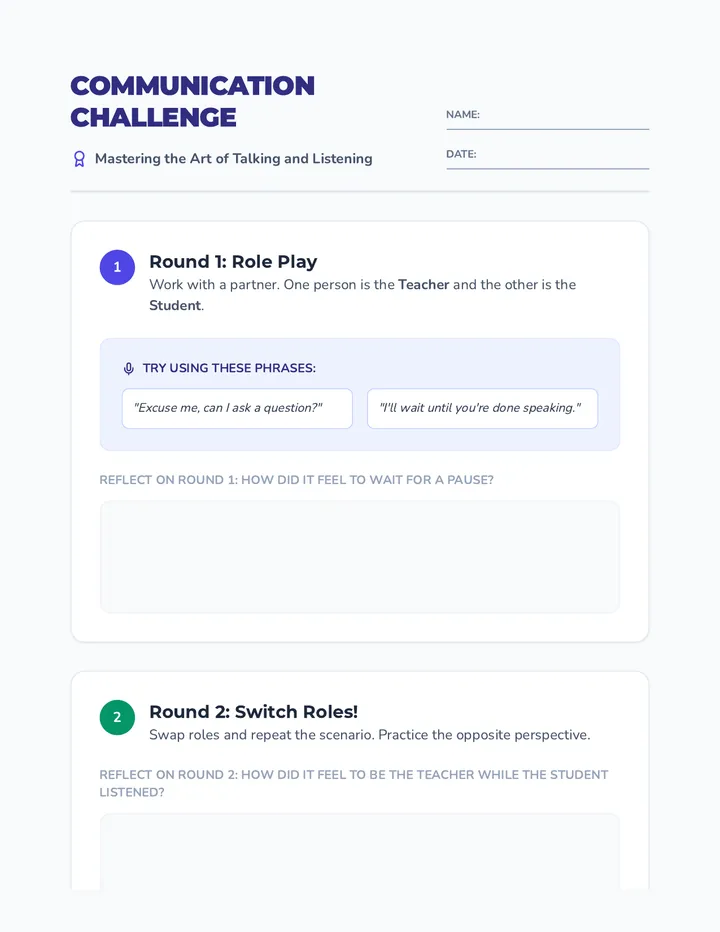 Communication Challenge Worksheet