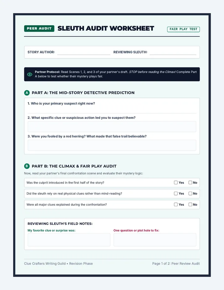 Sleuth Audit Checklist Worksheet
