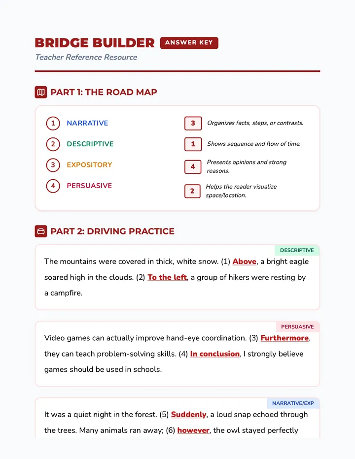 Bridge Builder Answer Key