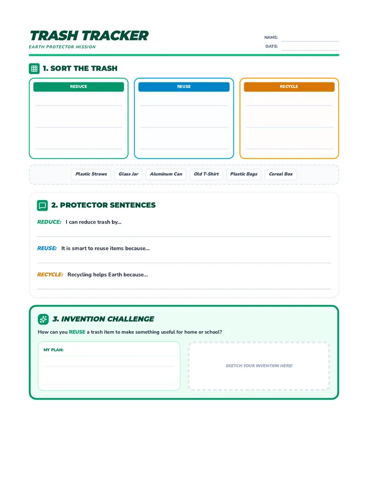 Trash Tracker Worksheet