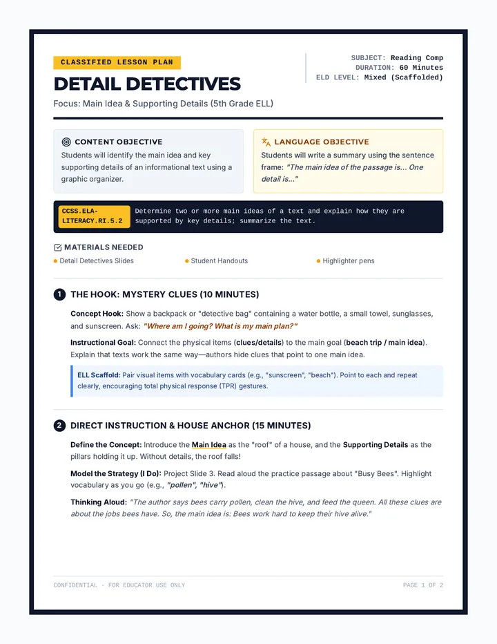 Detail Detectives Teacher Guide