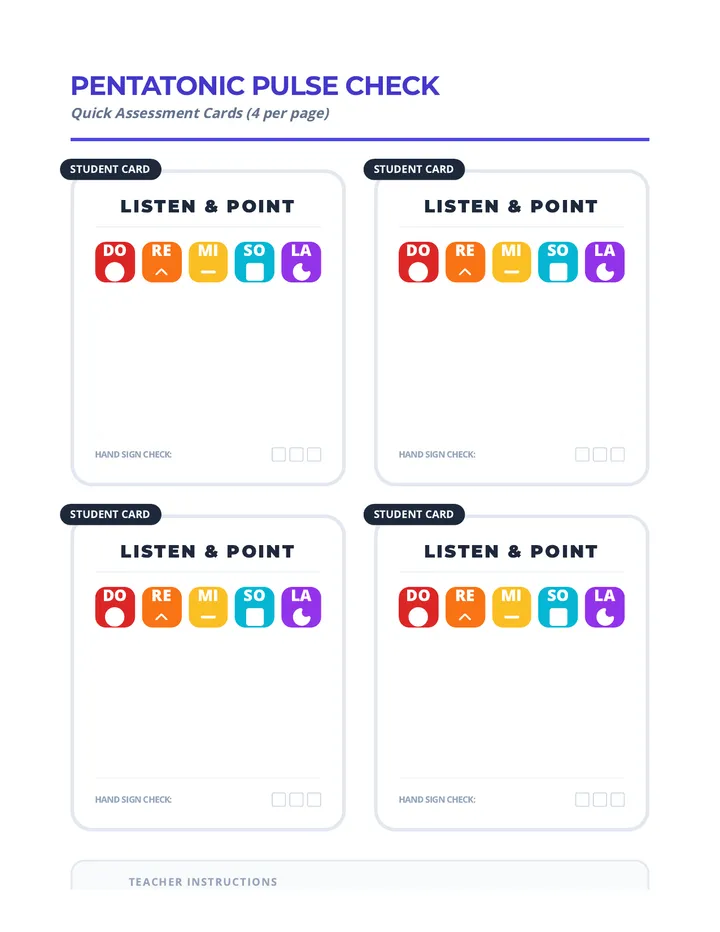 Pentatonic Pulse Check Assessment Cards