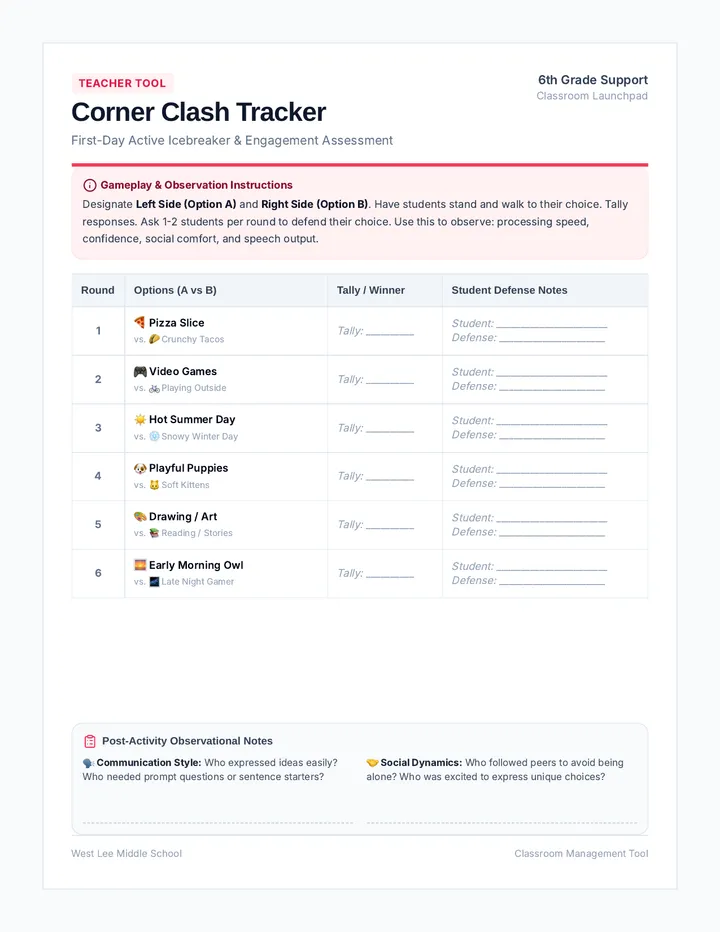 Corner Clash Tracker