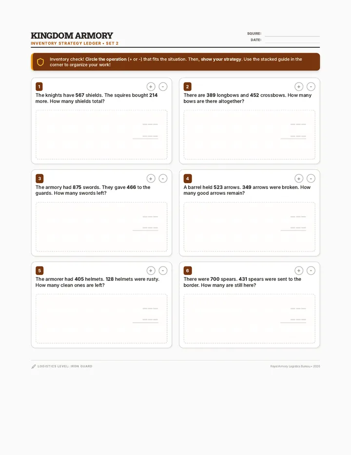 Kingdom Armory Worksheet