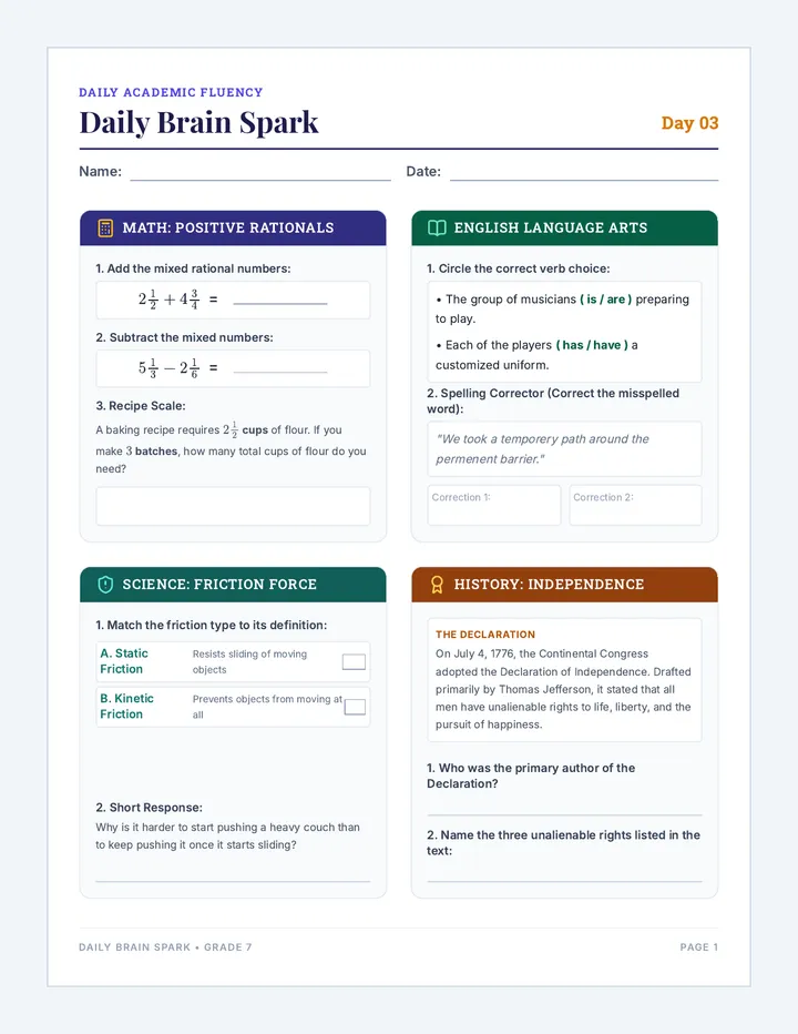 Day Three Spark Worksheet