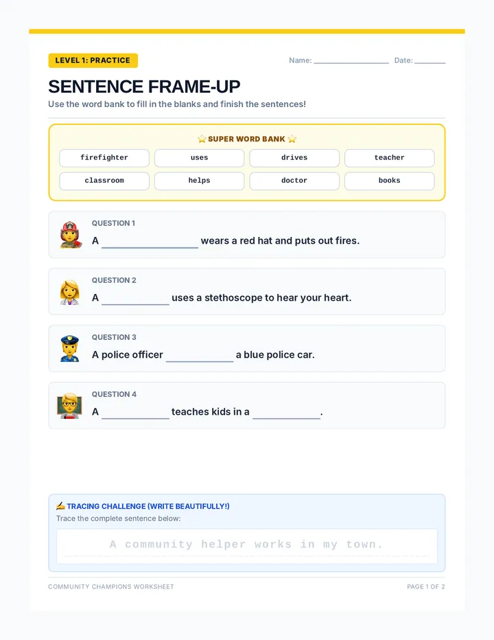 Champion Helpers Worksheet