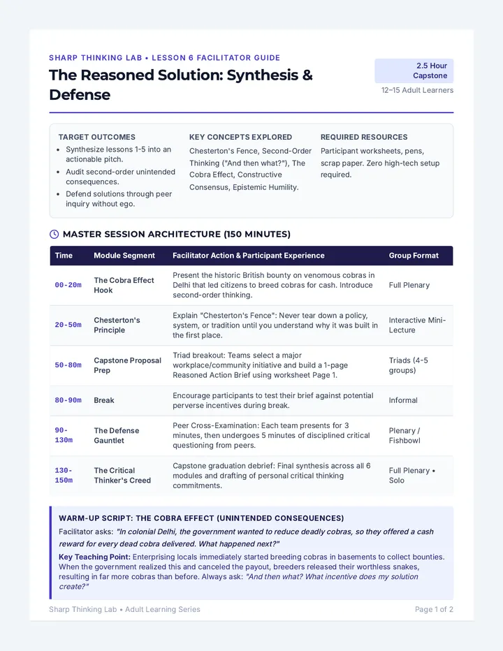 Reasoned Solution Facilitator Guide