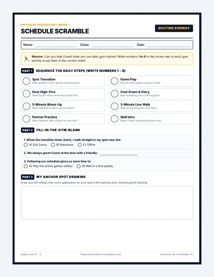 Schedule Scramble Worksheet