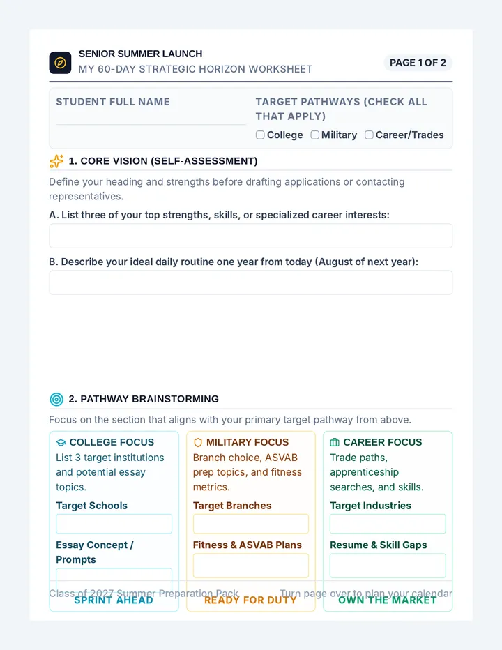 Senior Summer Launch Worksheet
