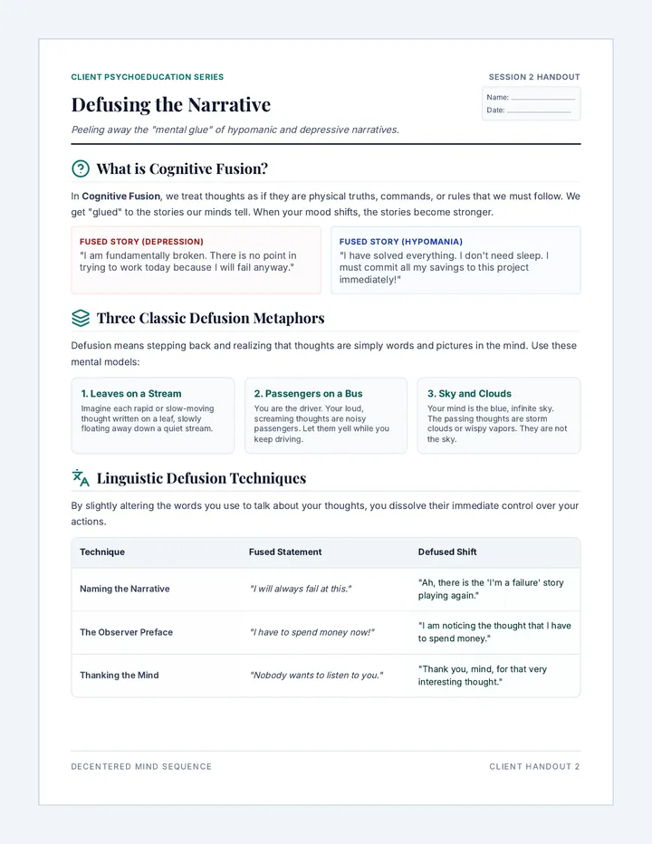 Narrative Defusion Client Handout