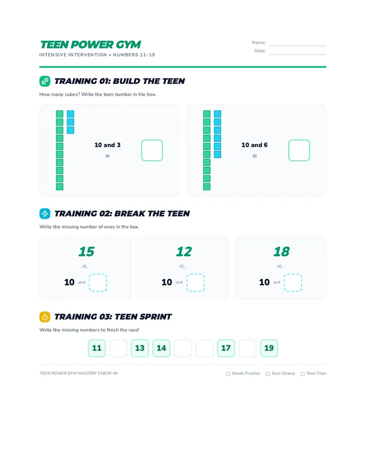 Teen Training Worksheet