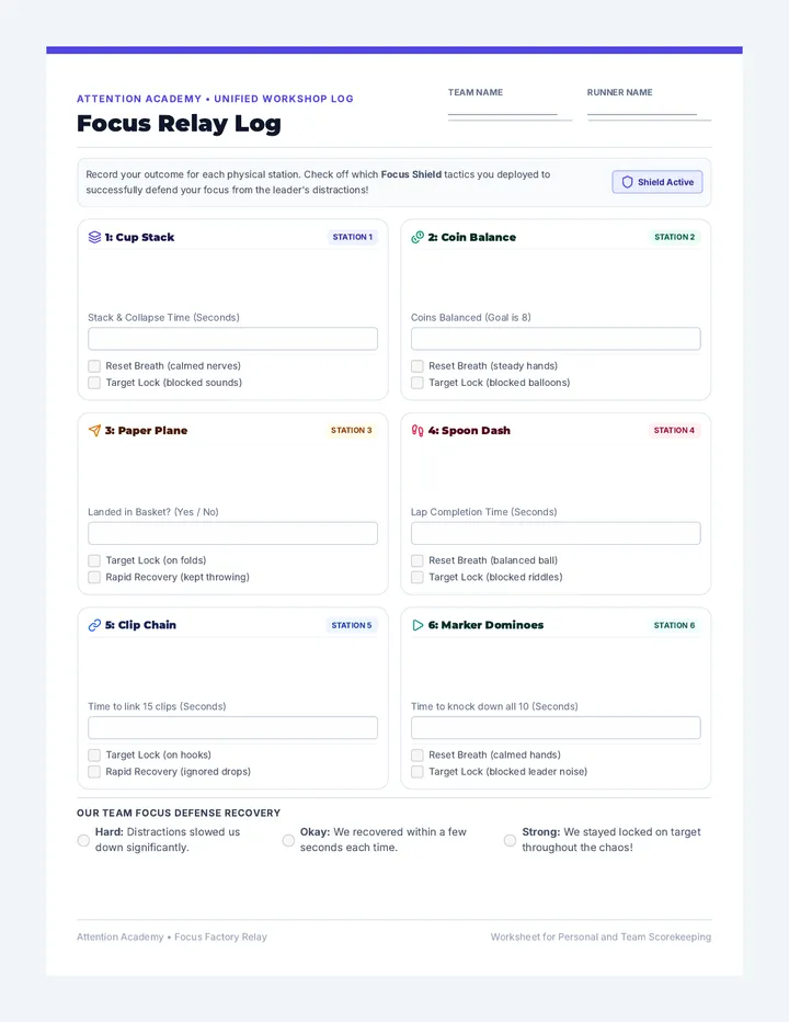 Relay Log Worksheet