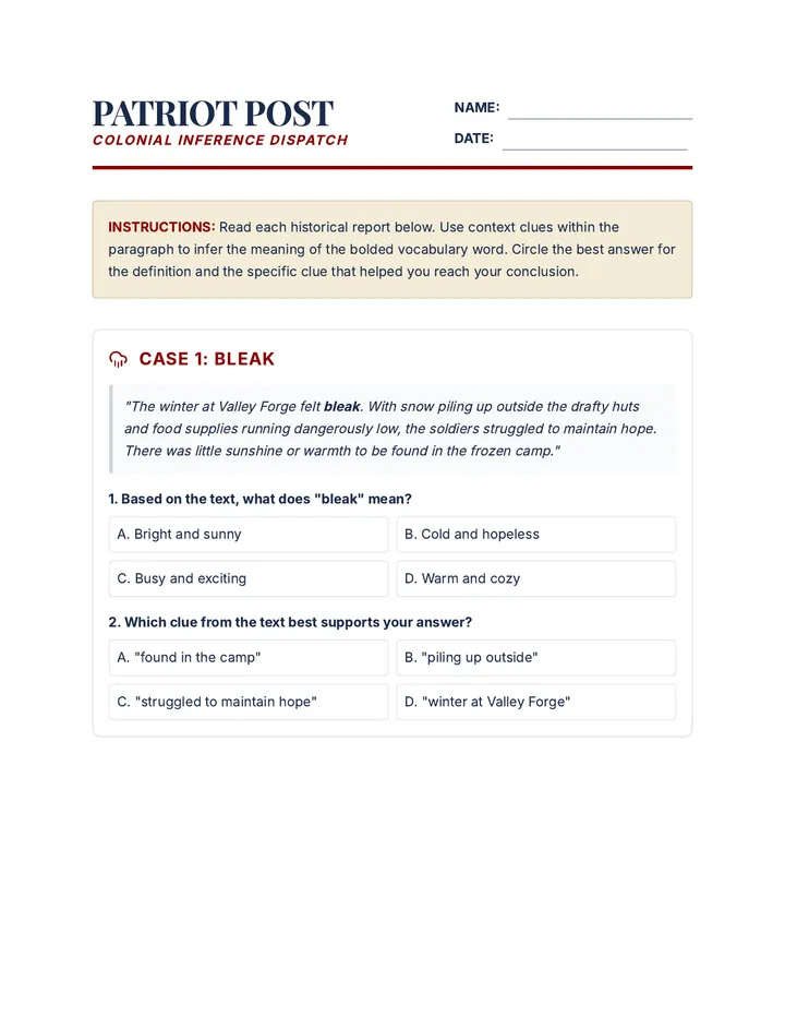 Patriot Post Worksheet