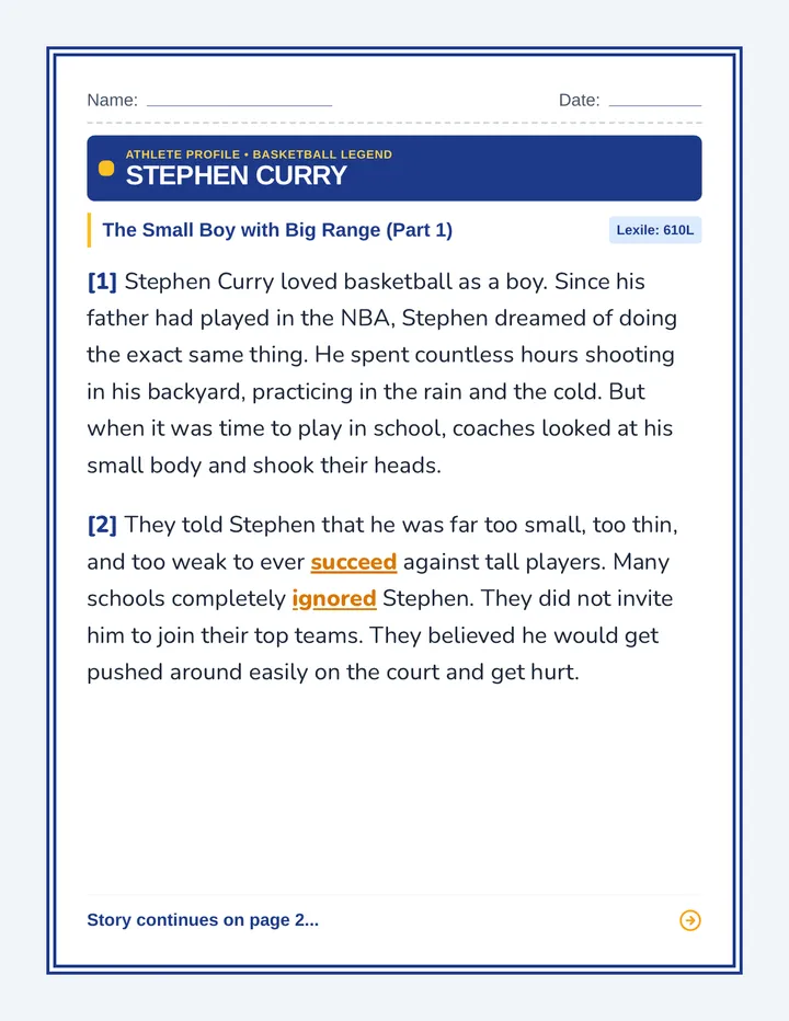 Curry Courage Worksheet
