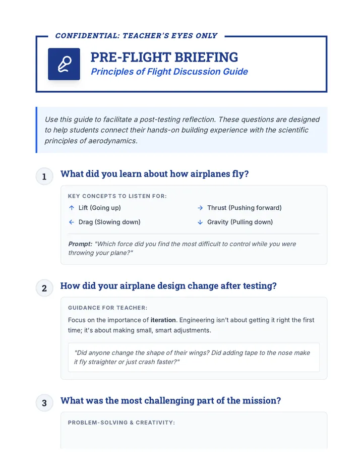 Principles of Flight Discussion Guide