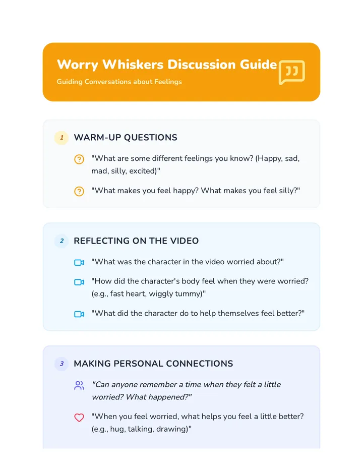 Worry Whiskers Discussion Guide