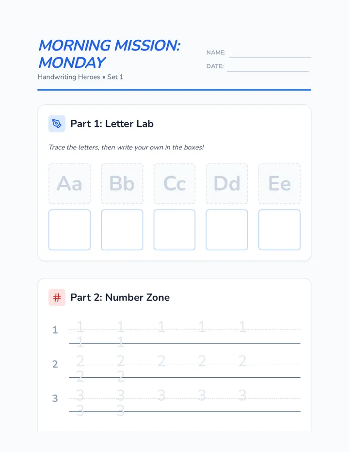 Monday Morning Mission Worksheet