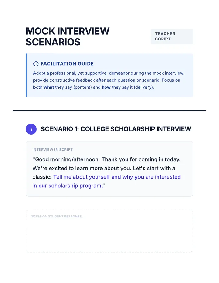 Mock Interview Scenarios Script