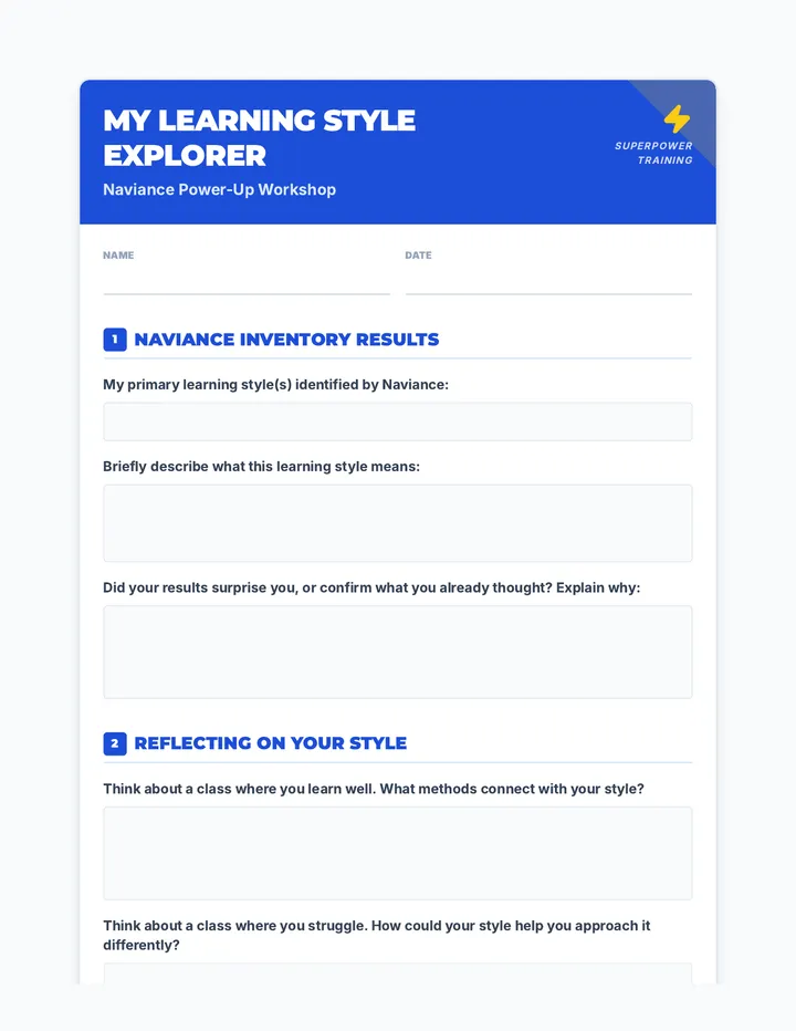 My Learning Style Explorer Worksheet