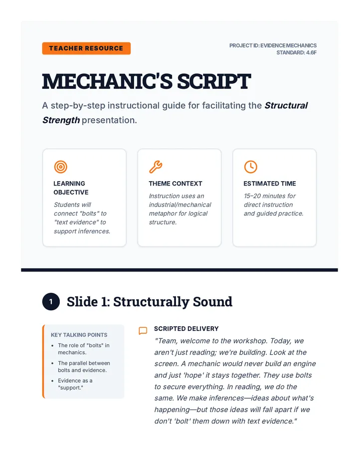 Evidence Mechanics Script