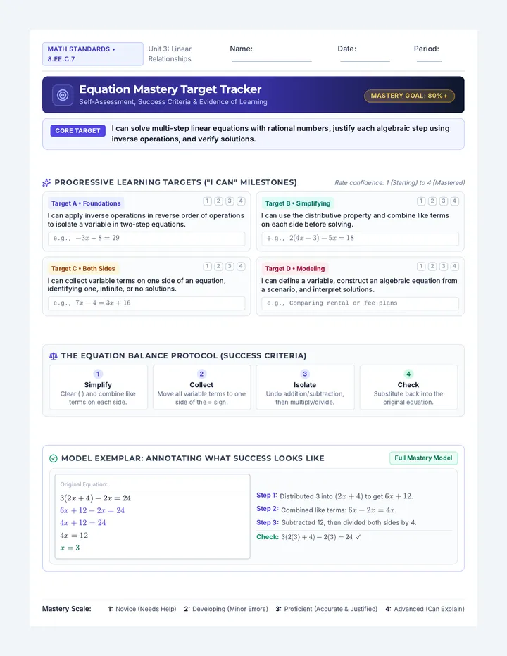 Equation Targets Tracker